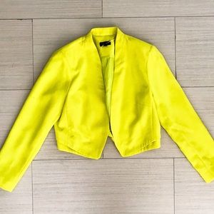 TopShop Crop Top Blazer Open Yellow Long Sleeve